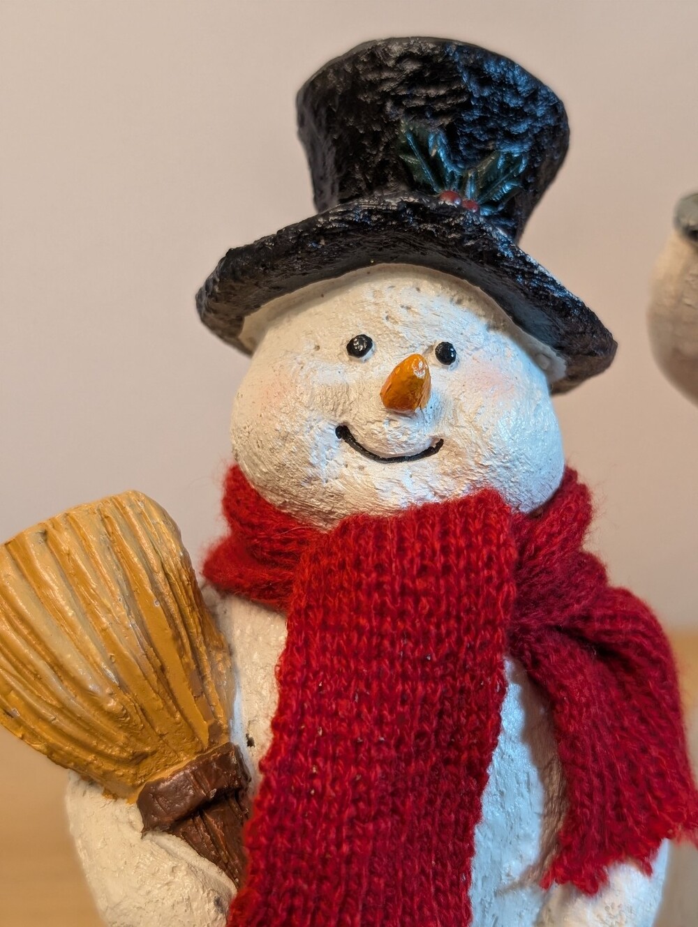 Christmas Snowman Figurine Holiday Set Of 2 - Red Scarf & Multi-Color Accents - Picture 3 of 6